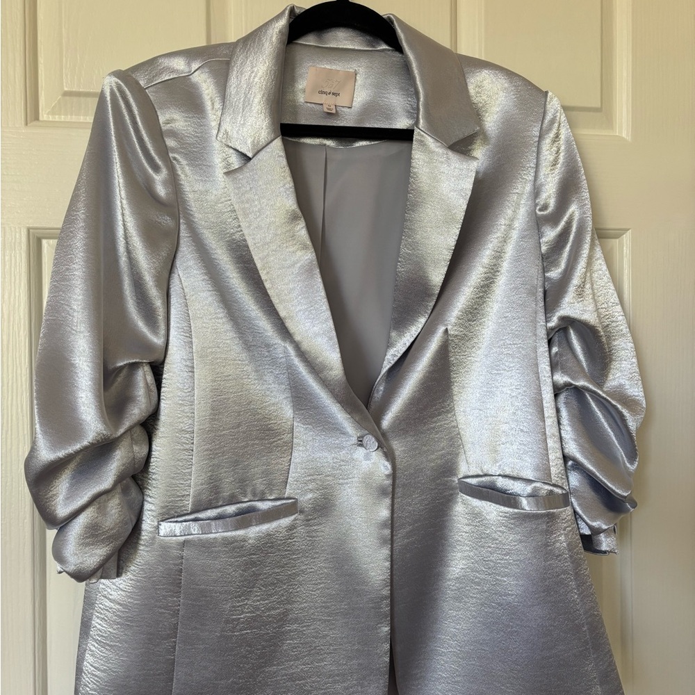 Cinq a Sept Silver Blazer with Lustrous Finish